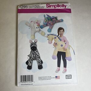 Simplicity Unicorn Sewing Pattern Crafts Pegasus Giraffe Zebra 1295